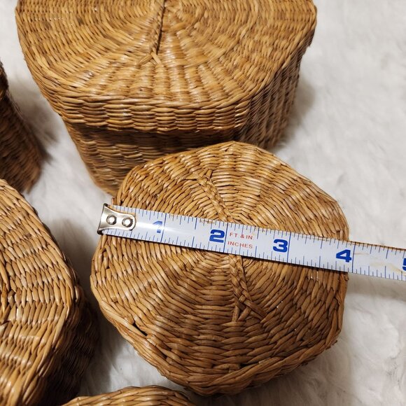 Vintage Handwoven Jiangxi Handicrafts Nesting Baskets Set Of 5 - Picture 12 of 15